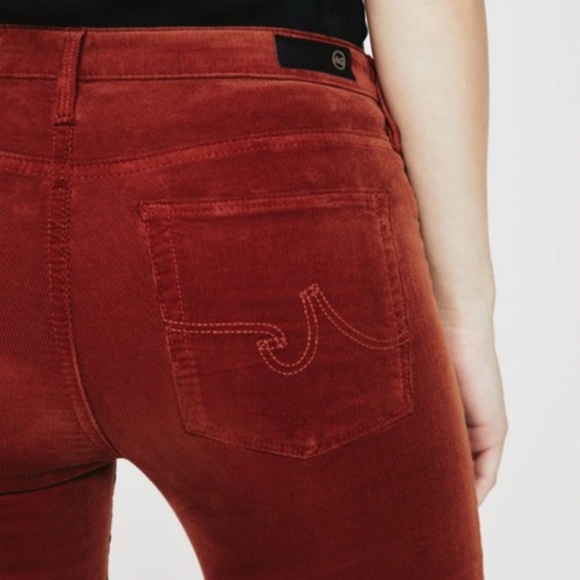 AG - Adriano Goldschmed Maroon Corduroy 'The Legging Super Skinny' Mid-Rise Pant - Picture 4 of 16
